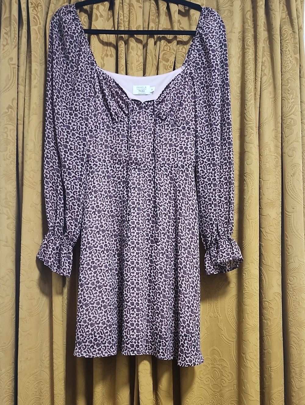 NA-KD Purple Leopard-Print Scoop Neck Mini Dress Size 34/2